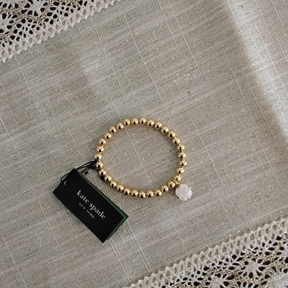 Kate Spade Gold Bead Bracelet with Crystal Charm - Picture 2 of 3